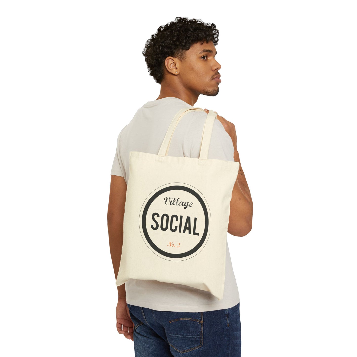 Village Social Cotton Canvas Tote Bag - Eco-Friendly Shopping & Everyday Use
