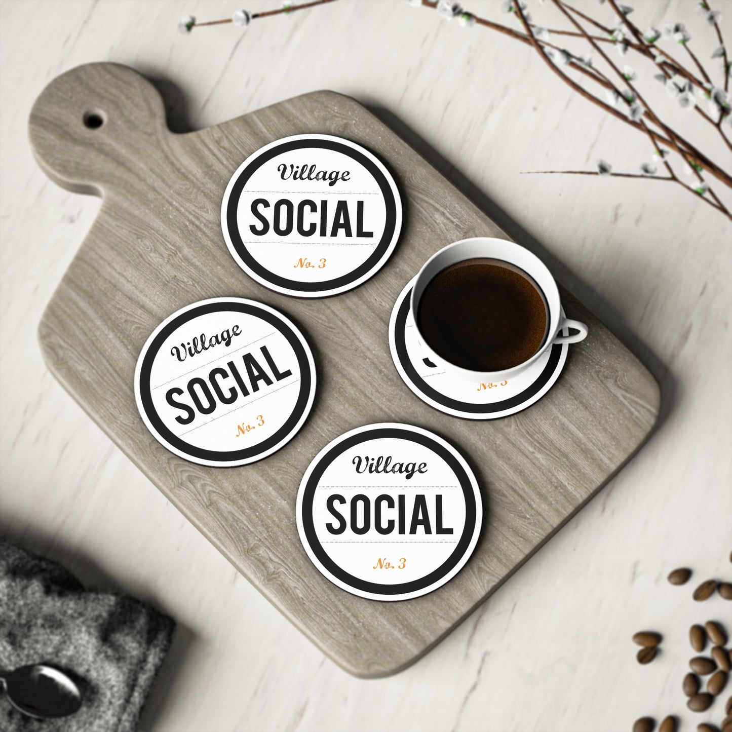 Coasters Village Social Logo Clean Set