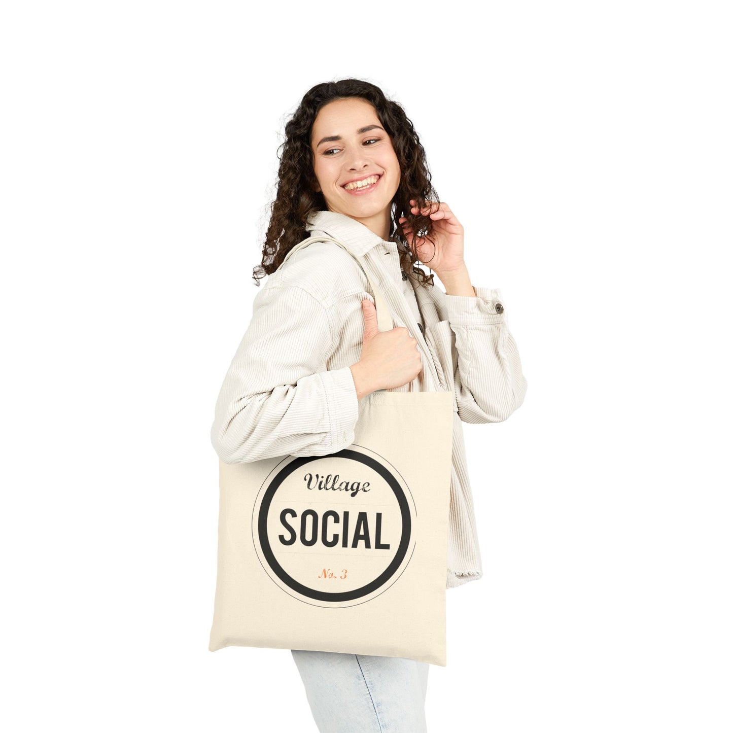 Village Social Cotton Canvas Tote Bag - Eco-Friendly Shopping & Everyday Use