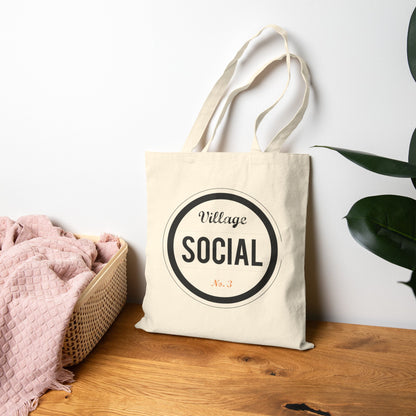 Village Social Cotton Canvas Tote Bag - Eco-Friendly Shopping & Everyday Use