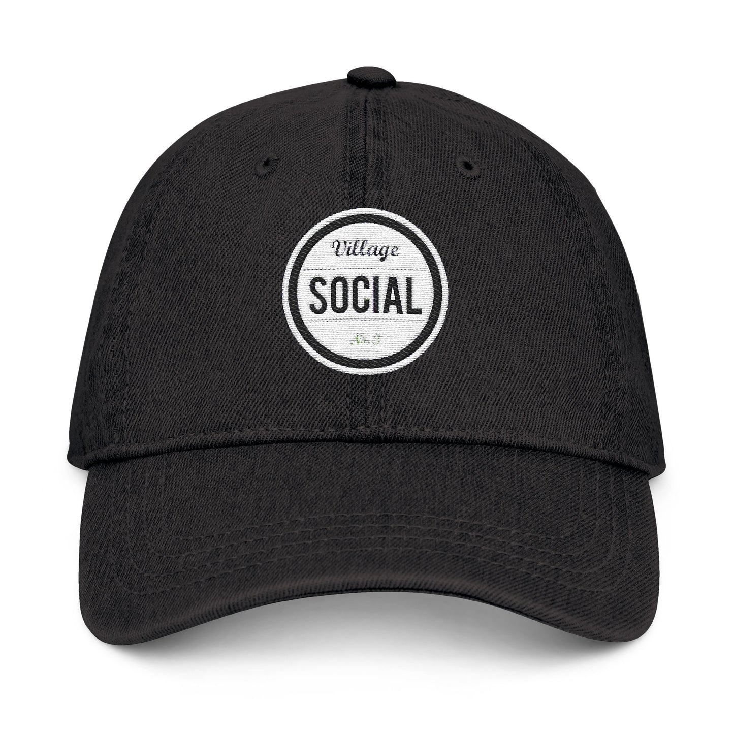 Embroidered Village Social Denim Hat - Stylish and Casual Social Cap for Everyday Wear