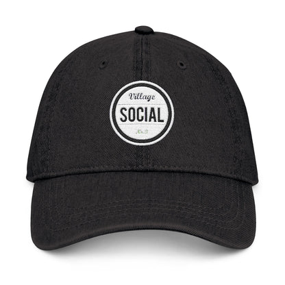 Embroidered Village Social Denim Hat - Stylish and Casual Social Cap for Everyday Wear